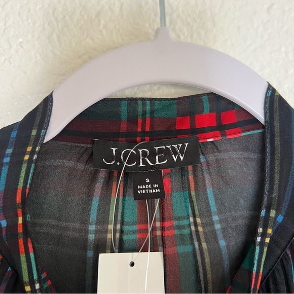 J. Crew Tie-neck dress in Stewart tartan viscose chiffon Size Small NWT - Picture 4 of 12